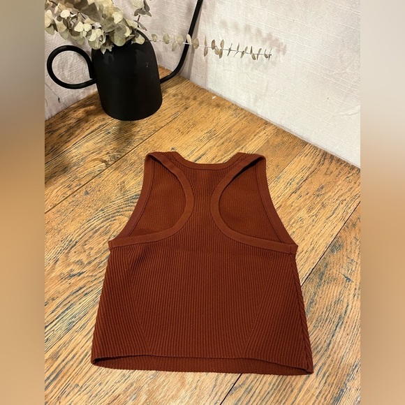 CUTS Women’s Ribbed Cropped Tank Top – Rust Brown – Size S - Picture 4 of 9